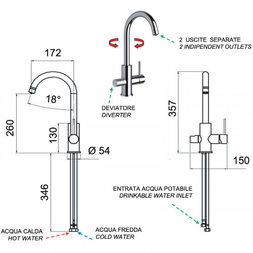Смеситель для кухни Remer Minimal N792DWXV Сталь