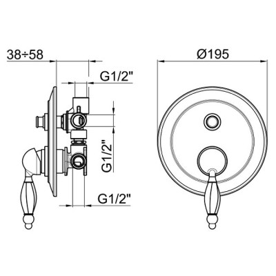 Смеситель для душа Webert Alexandra AL860101010 Золото встраиваемый