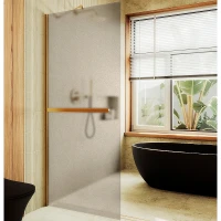 Душевая перегородка Maybah Glass MGD-710-3ш 1090x1950 в широком профиле Золото стекло бронзовое матовое