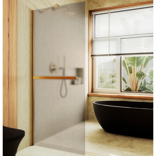 Душевая перегородка Maybah Glass MGD-710-3ш 1090x1950 в широком профиле Золото стекло бронзовое матовое