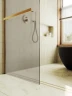 Душевая перегородка Maybah Glass MGD-710-3ш 1090x1950 в широком профиле Золото стекло бронзовое матовое