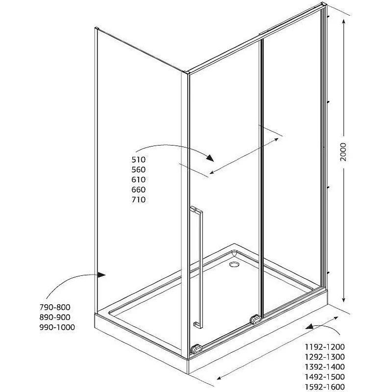 Душевой уголок Allen Brau Fantasy 120x80 3.11006.00 + 3.11011.00 профиль Хром стекло прозрачное