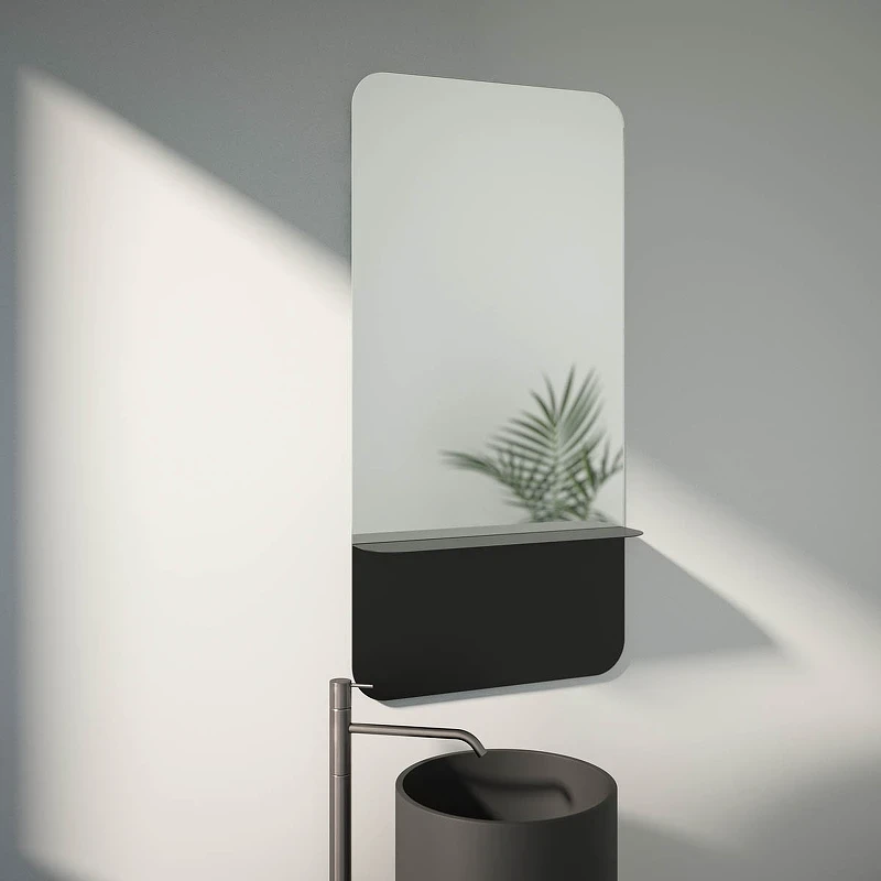 Зеркало Evoform Shadow 120x60 BY 0553 с металлической полочкой - Черный цвет стекло