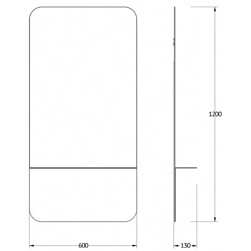 Зеркало Evoform Shadow 120x60 BY 0553 с металлической полочкой - Черный цвет стекло
