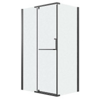 Душевой уголок Grossman Pragma 100x100 L 120.K33.03.1010.21.02 профиль Черный матовый стекло шиншилла