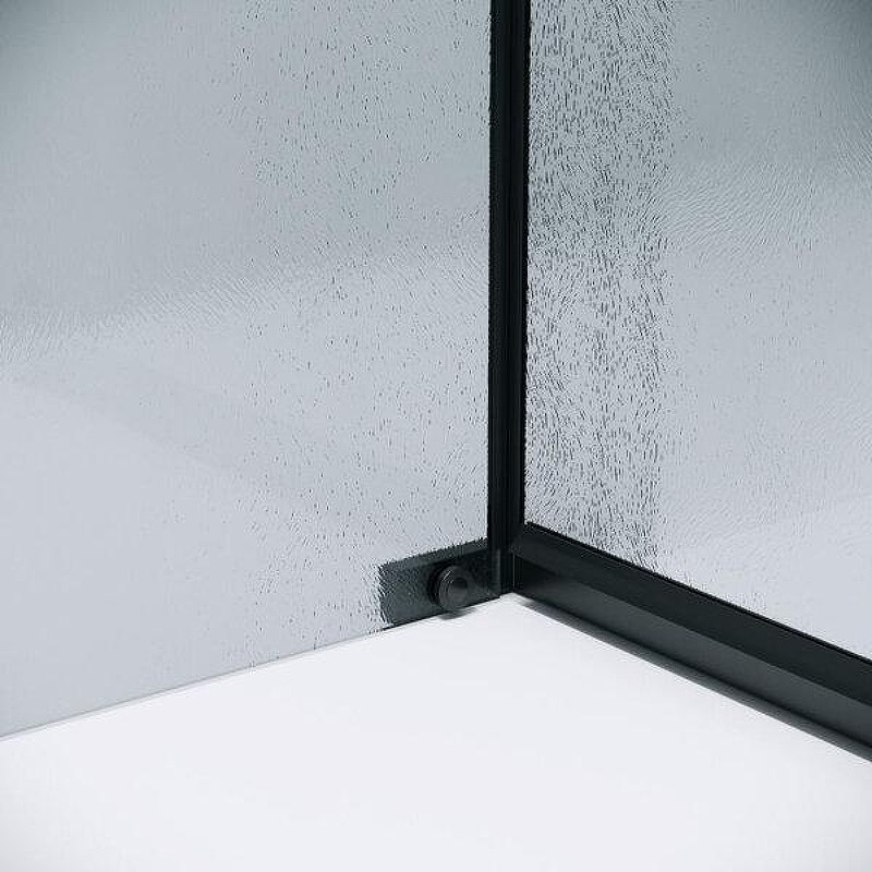 Душевой уголок Grossman Pragma 100x100 L 120.K33.03.1010.21.02 профиль Черный матовый стекло шиншилла
