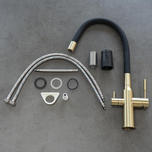 Смеситель для кухни Lemark Expert LM5083LGN-Black цвет Светлое золото Черный