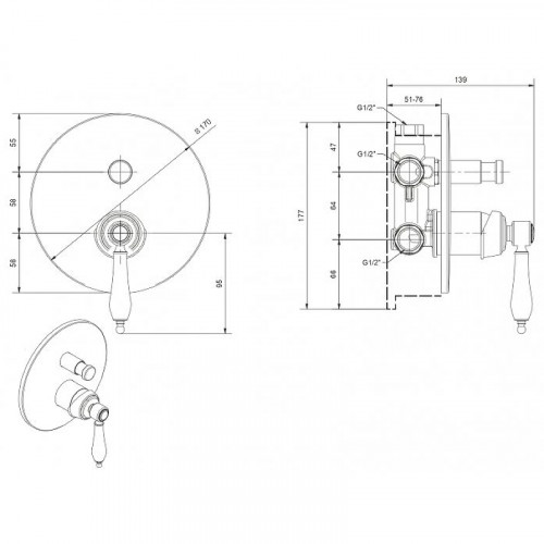 Смеситель для душа Cezares Aphrodite APHRODITE-VDIM2-01-Bi Хром латунь встраиваемый