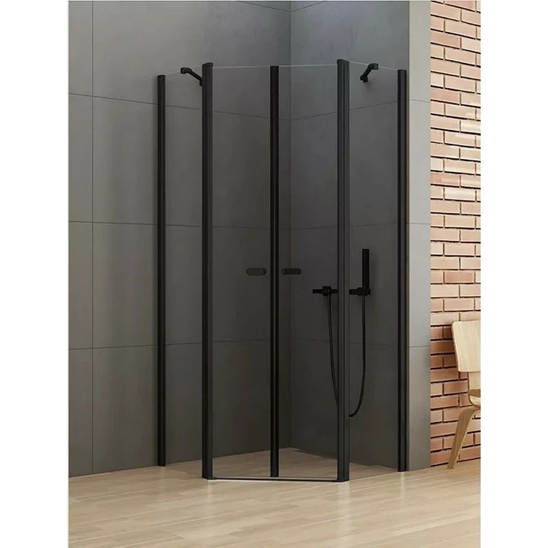 Душевой уголок New Trendy New Soleo Black 80х80 K-0616 профиль Черный стекло прозрачное