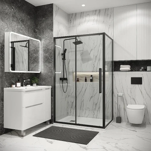 Душевой уголок Grossman Cosmo 110х70 120.K33.02.1170.21.00 профиль Черный матовый стекло прозрачное
