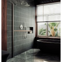 Душевая перегородка Maybah Glass MGD-732-5ш 890x1950 в широком профиле Хром матовый стекло прозрачное