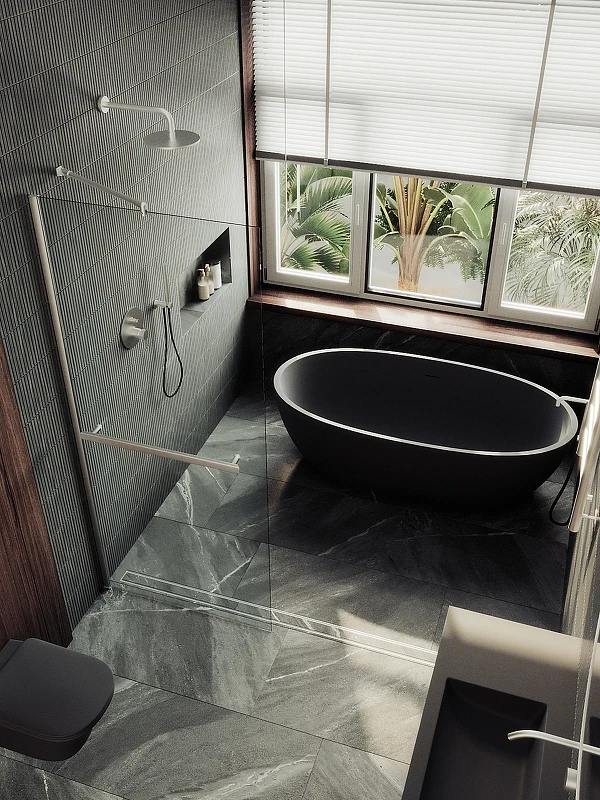 Душевая перегородка Maybah Glass MGD-732-5ш 890x1950 в широком профиле Хром матовый стекло прозрачное