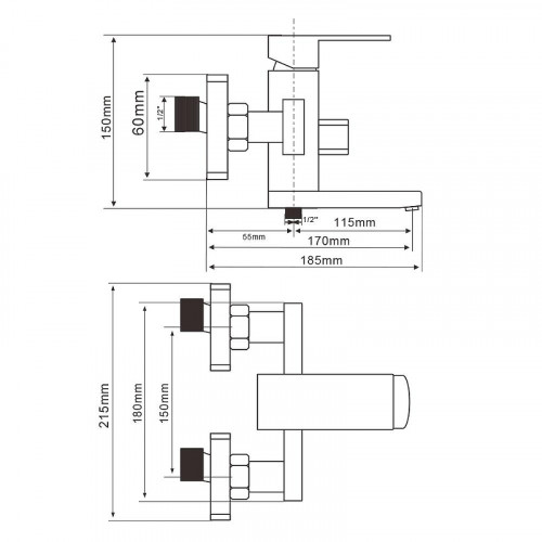 Смеситель для ванны WesnaArt Kubus KUB13-310 цвет Сатин