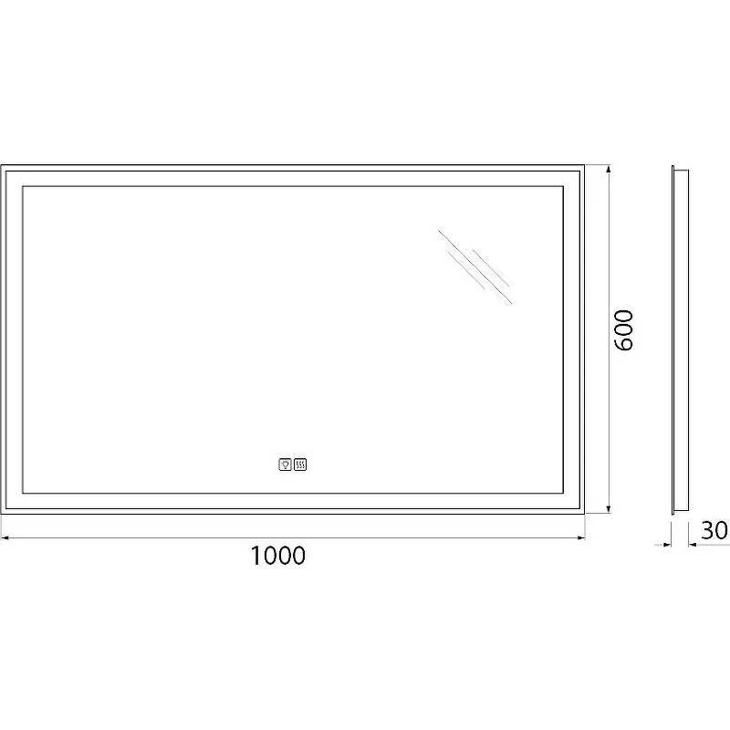Зеркало BelBagno 100 SPC-GRT-1000-600-LED-TCH-WARM с подсветкой с подогревом с сенсорным выключателем стекло