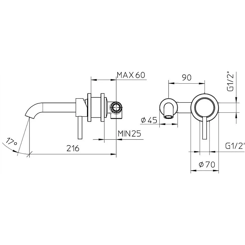 Смеситель для раковины Bossini Oki Z005302.021 Золото латунь встраиваемый