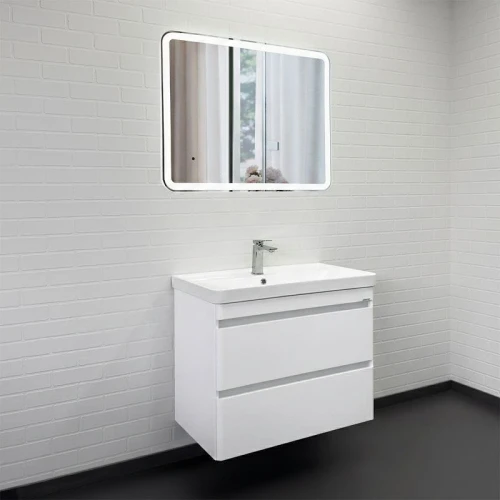 Тумба с раковиной Comforty Енисей 80 00-00021339 подвесная цвет Белый глянцевый