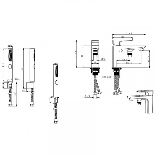 Смеситель на борт ванны Aquatek Вега AQ1044CR Хром латунь