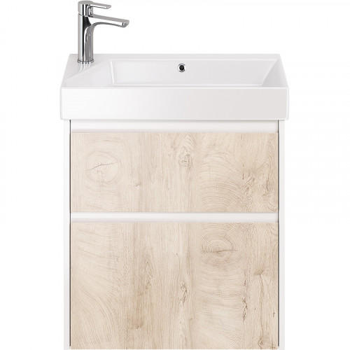 Тумба под раковину Dreja Slim 65 99.0501 подвесная Дуб кантри Белый глянец МДФ / ЛДСП