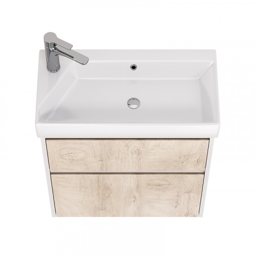 Тумба под раковину Dreja Slim 65 99.0501 подвесная Дуб кантри Белый глянец МДФ / ЛДСП