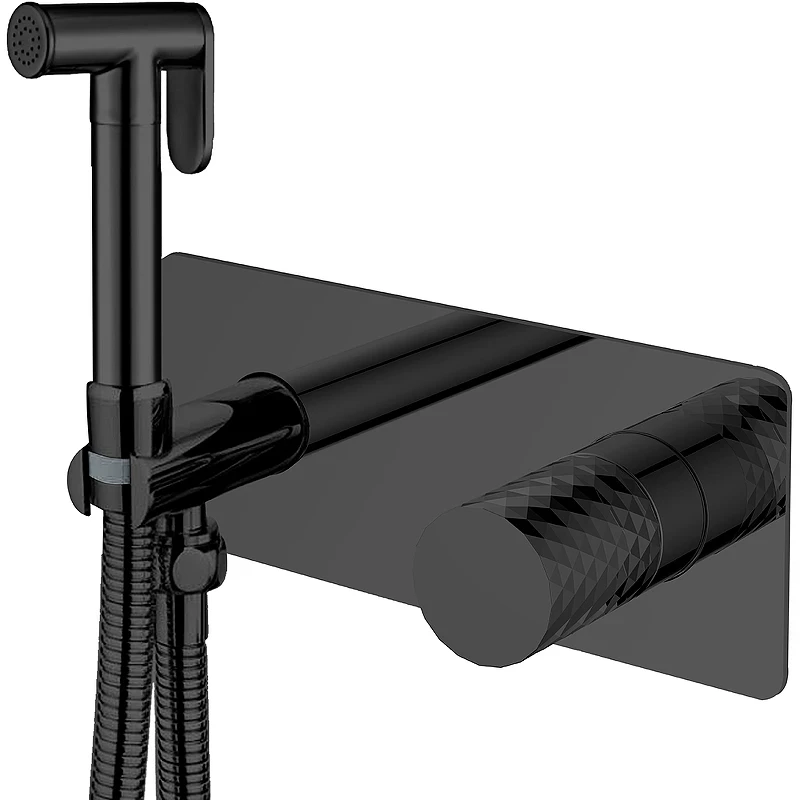 Гигиенический душ со смесителем Boheme Stick 127-BB Черный матовый латунь на стену