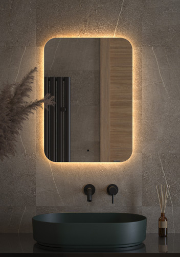 Зеркало Defesto Opti 50x70 DF 2814R с подсветкой 21W-3000К/ИК - выключатель/Теплый белый свет