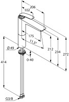 Смеситель для раковины Kludi Balance 522968775 Черный Хром латунь