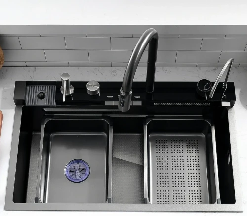 Кухонная мойка Esbano CASCADE 750 CASCADE-5 цвет Оружейная сталь ("nano black)