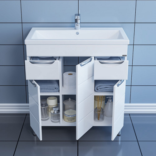 Тумба под раковину СанТа Родос 80 206015 Белая МДФ / ЛДСП