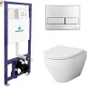 Комплект унитаза AM.PM Spirit FlashClean C701700WH+C707857WH с инсталляцией Koller Pool DUNE1200SL+Neon с сиденьем Микролифт и клавишей смыва Хром фарфор подвесной