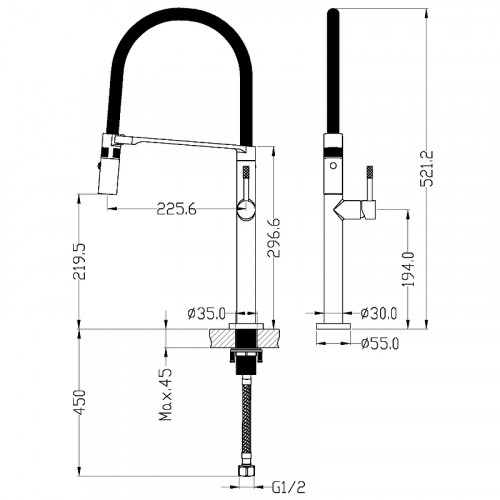 Смеситель для кухни Boheme Uno 114-B Черный матовый латунь
