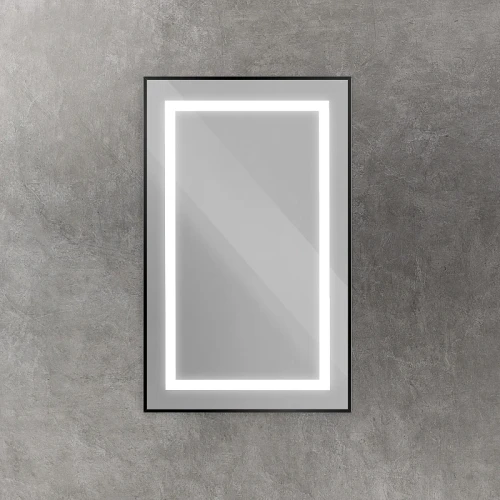 Зеркало BelBagno Kraft 50 SPC-KRAFT-500-800-SENS-NERO с подсветкой Черное с сенсорным выключателем стекло