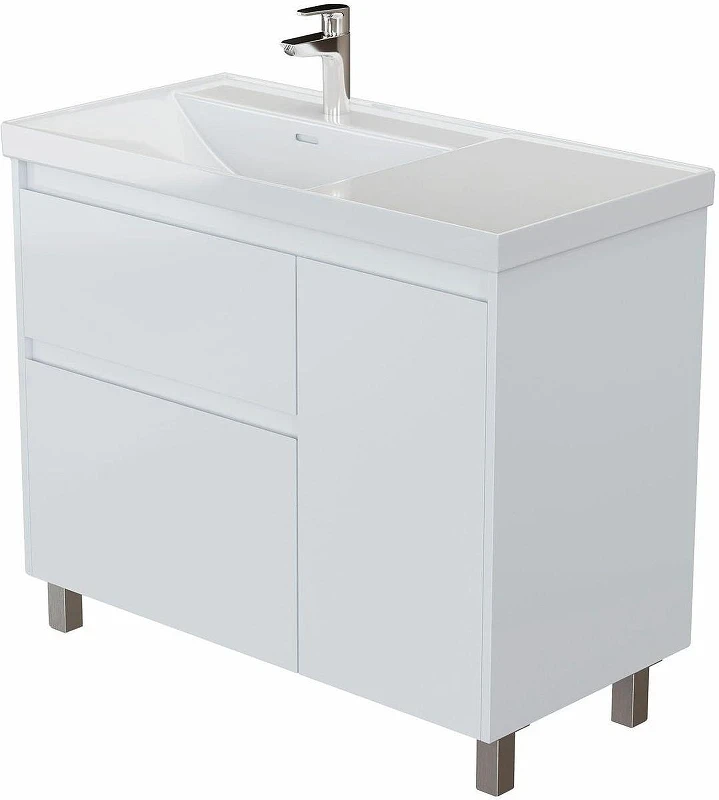 Тумба с раковиной Aquanet Nova Lite 2.0 90 L 365924 цвет Белый глянец