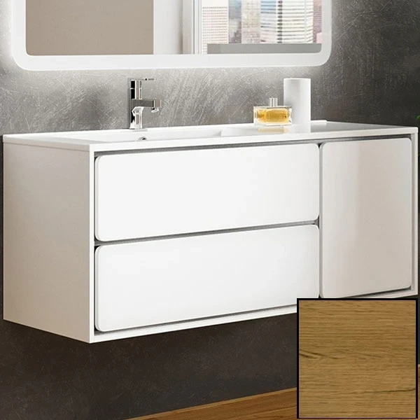 Тумба с раковиной SanVit Бруно-2 120 L kbruno2120 с фактурой под дерево подвесная Акация светлая МДФ / ЛДСП