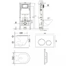 Комплект унитаза с инсталляцией Orange CI07-150W+APB100 с сиденьем Микролифт и клавишей смыва Хром глянцевый фарфор подвесной