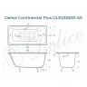 Чугунная ванна Delice Continental Plus 150x70 DLR230633-AS без отверстий под ручки с антискользящим покрытием