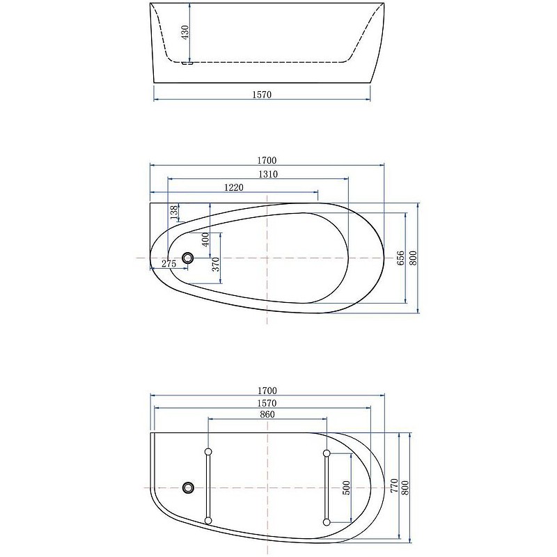 Акриловая ванна Allen Brau Priority 2 170x80 2.31002.20 без гидромассажа