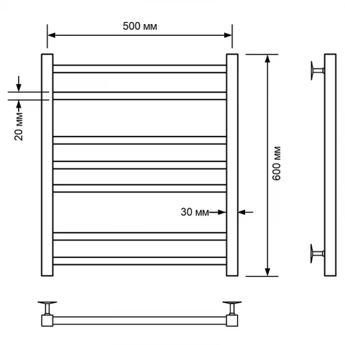 Водяной полотенцесушитель Comfysan Pioli-K W-6 60x50 014223 Черный матовый