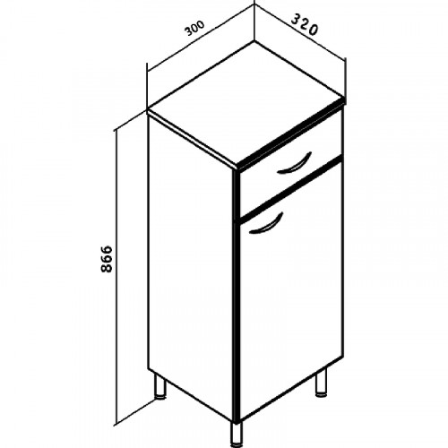 Тумба Runo Эконом 40 R 00000000117 Белая МДФ / ЛДСП