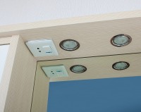 Зеркало со шкафом Бриклаер Бали 62 L 4627125411991 с подсветкой Светлая лиственница Белое глянцевое МДФ / ЛДСП, стекло