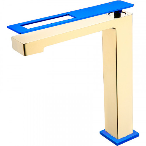 Смеситель для раковины Boheme Q 142-GUW Золото Синий латунь