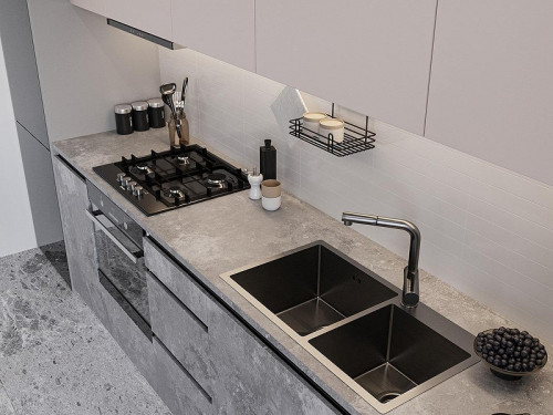 Кухонная мойка Emar PVD 78 EMB-210 PVD цвет Nano Dark