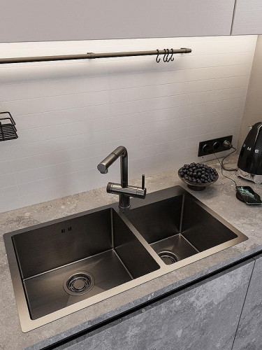 Кухонная мойка Emar PVD 78 EMB-210 PVD цвет Nano Dark