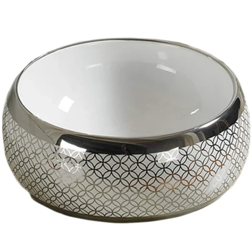 Раковина-чаша CeramaLux 39 5004SP Белая Серая фаянс накладная