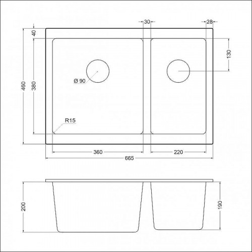 Кухонная мойка Emar Quartz 66,5 EMQ-2665.PL цвет Барит