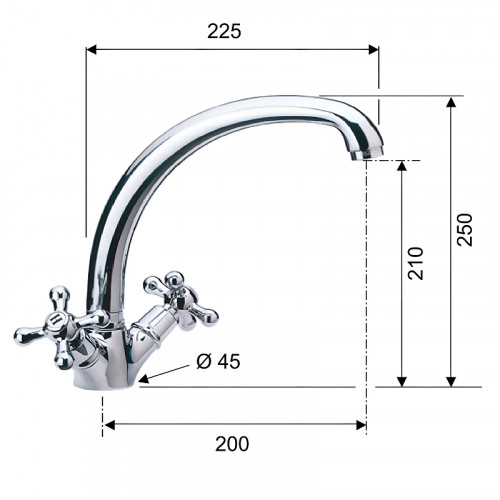 Смеситель для кухни Remer Liberty 43LI Хром латунь
