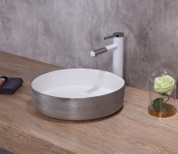Раковина-чаша CeramaLux 36 C1054-1 Серебряная фаянс накладная