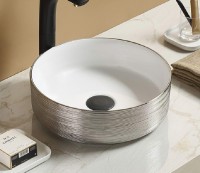 Раковина-чаша CeramaLux 36 C1054-1 Серебряная фаянс накладная