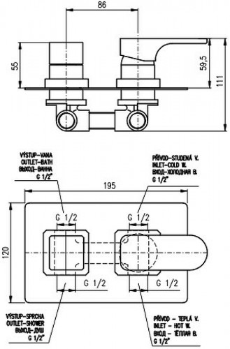Смеситель для душа Rav Slezak Yukon YU186K Хром латунь встраиваемый