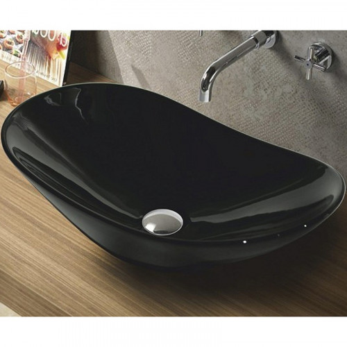 Раковина-чаша CeramaLux 60 7811АВ Черная глянцевая фаянс накладная