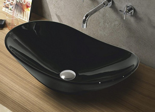 Раковина-чаша CeramaLux 60 7811АВ Черная глянцевая фаянс накладная